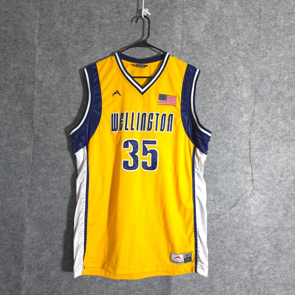 Wellington 35 Allen Sportswear Basketball Jersey Mens Large Yellow Blue Sports